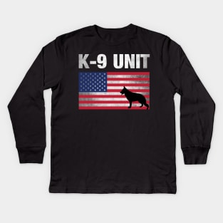 K-9 Unit Police Dog - Thin Blue Line Kids Long Sleeve T-Shirt